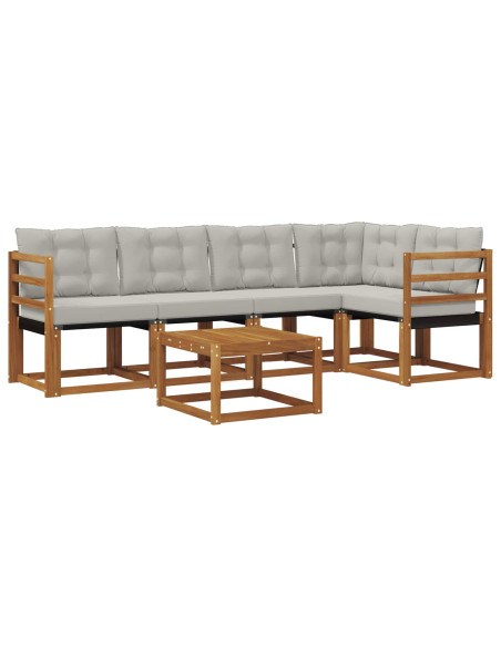 Set di divani con cuscino 6 pcs Grigio Naturale e Chiaro