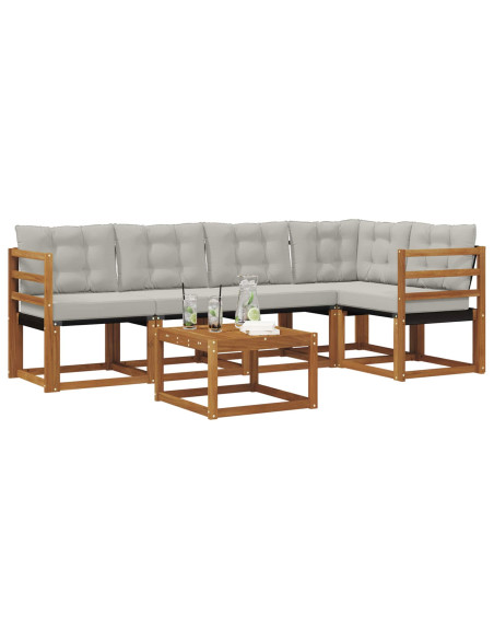 Set di divani con cuscino 6 pcs Grigio Naturale e Chiaro