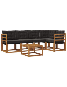 Set di divani con cuscino 6 pcs Naturale e Nero 2