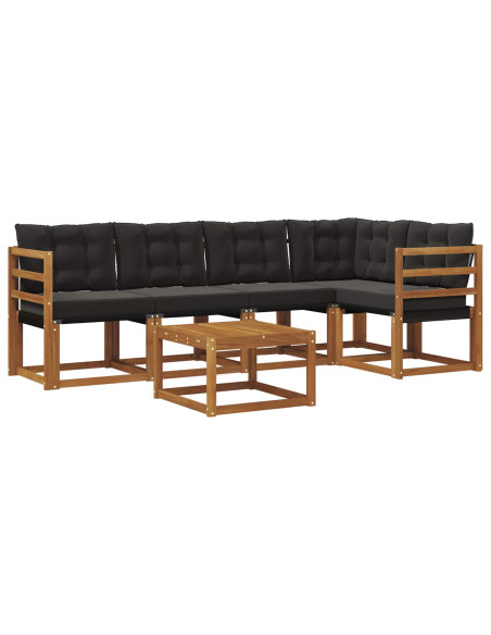 Set di divani con cuscino 6 pcs Naturale e Nero