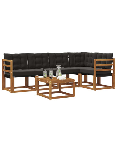 Set di divani con cuscino 6 pcs Naturale e Nero