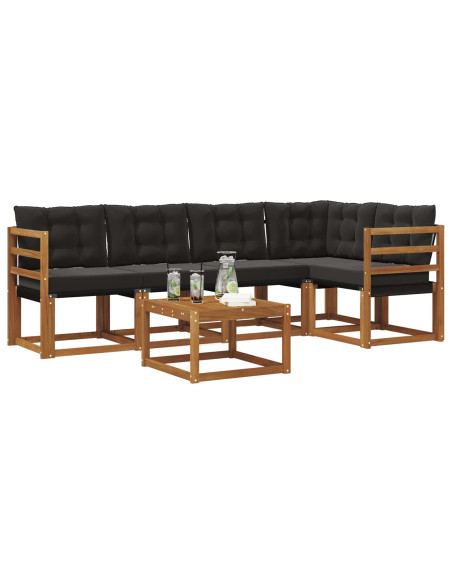 Set di divani con cuscino 6 pcs Naturale e Nero