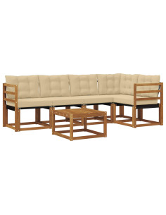 Set di divani con cuscino 6 pcs Naturale e Beige 2