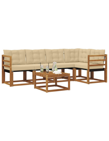 Set di divani con cuscino 6 pcs Naturale e Beige