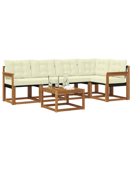 Set di divani con cuscino 6 pcs Naturale e Crema