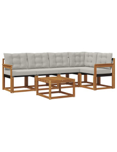 Set di divani con cuscino 6 pcs Grigio Naturale e Chiaro 2