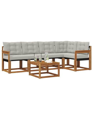 Set di divani con cuscino 6 pcs Grigio Naturale e Chiaro
