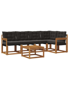 Set di divani con cuscino 6 pcs Naturale e Nero 2