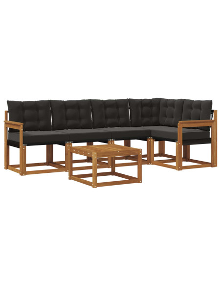 Set di divani con cuscino 6 pcs Naturale e Nero