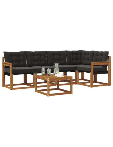 Set di divani con cuscino 6 pcs Naturale e Nero
