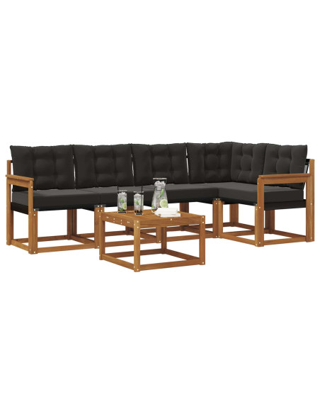 Set di divani con cuscino 6 pcs Naturale e Nero