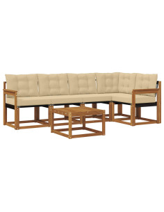 Set di divani con cuscino 6 pcs Naturale e Beige 2