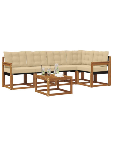 Set di divani con cuscino 6 pcs Naturale e Beige