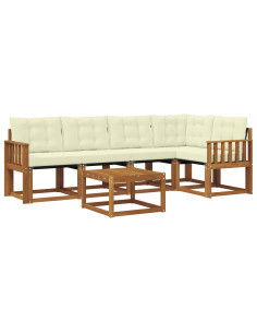 Set di divani con cuscino 6 pcs Naturale e Crema 2