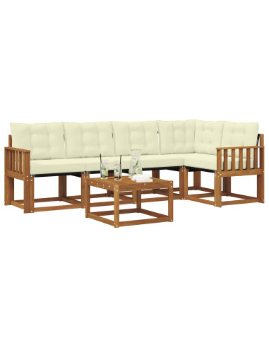 Set di divani con cuscino 6 pcs Naturale e Crema