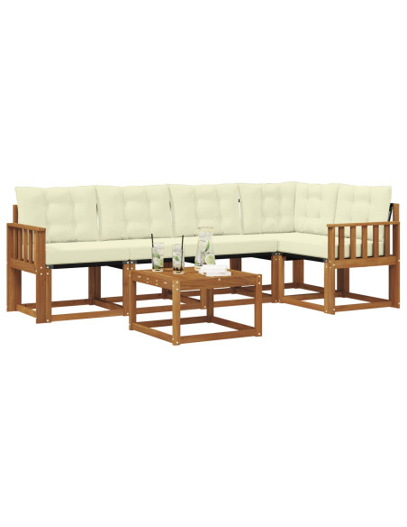 Set di divani con cuscino 6 pcs Naturale e Crema