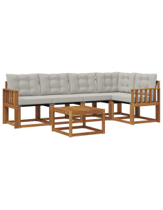 Set di divani con cuscino 6 pcs Grigio Naturale e Chiaro 2