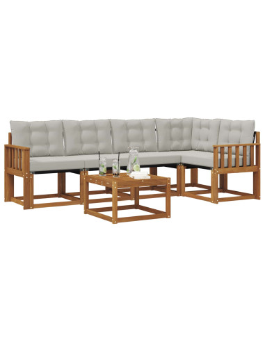 Set di divani con cuscino 6 pcs Grigio Naturale e Chiaro