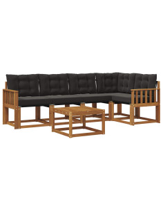 Set di divani con cuscino 6 pcs Naturale e Nero 2