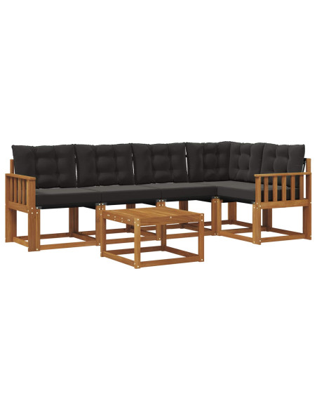 Set di divani con cuscino 6 pcs Naturale e Nero