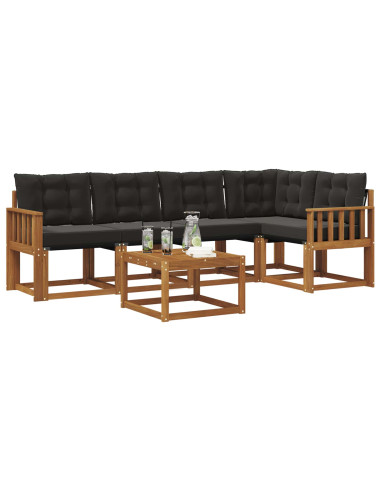 Set di divani con cuscino 6 pcs Naturale e Nero