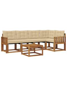 Set di divani con cuscino 6 pcs Naturale e Beige 2