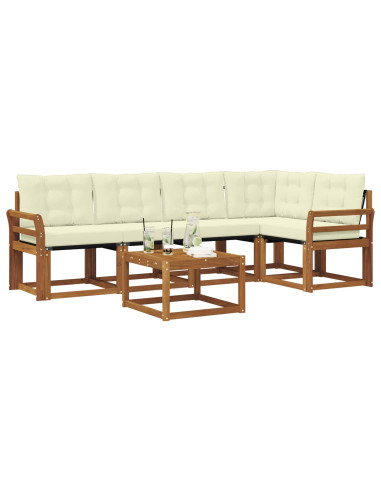 Set di divani con cuscino 6 pcs Naturale e Crema