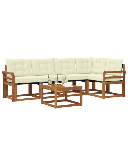 Set di divani con cuscino 6 pcs Naturale e Crema