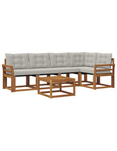 Set di divani con cuscino 6 pcs Grigio Naturale e Chiaro 2