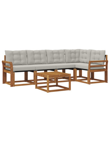 Set di divani con cuscino 6 pcs Grigio Naturale e Chiaro