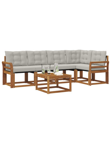 Set di divani con cuscino 6 pcs Grigio Naturale e Chiaro