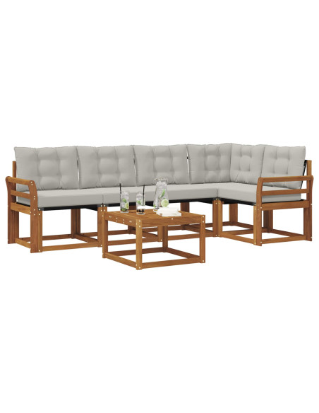 Set di divani con cuscino 6 pcs Grigio Naturale e Chiaro