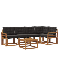 Set di divani con cuscino 6 pcs Naturale e Nero 2
