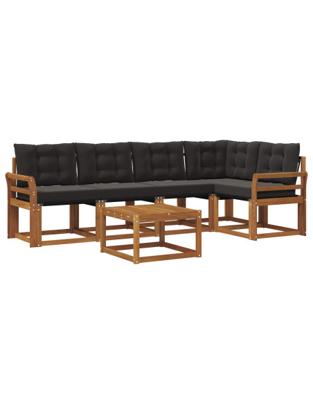 Set di divani con cuscino 6 pcs Naturale e Nero