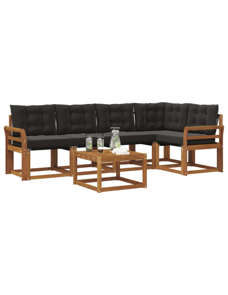 Set di divani con cuscino 6 pcs Naturale e Nero