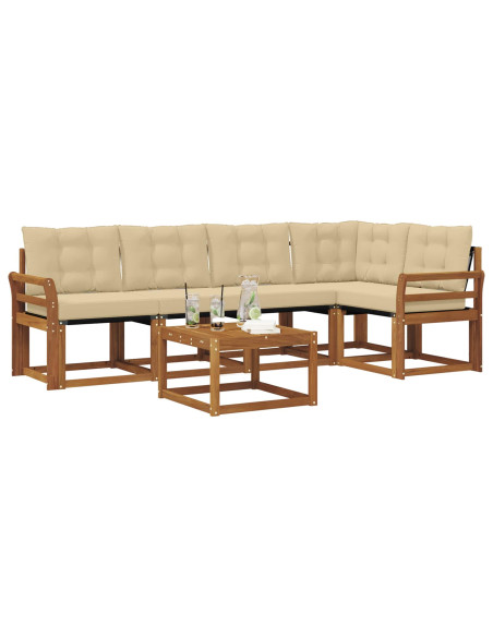 Set di divani con cuscino 6 pcs Naturale e Beige