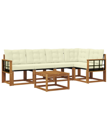 Set di divani con cuscino 6 pcs Naturale e Crema