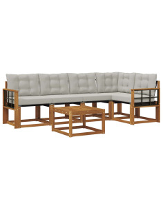 Set di divani con cuscino 6 pcs Grigio Naturale e Chiaro 2
