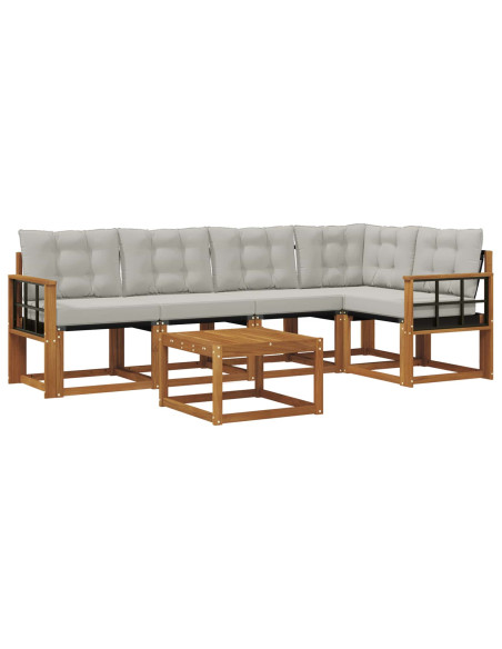 Set di divani con cuscino 6 pcs Grigio Naturale e Chiaro