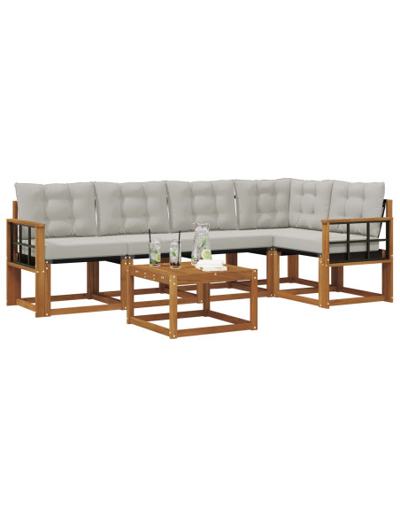 Set di divani con cuscino 6 pcs Grigio Naturale e Chiaro