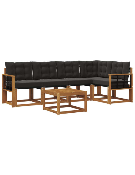 Set di divani con cuscino 6 pcs Naturale e Nero