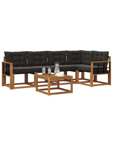 Set di divani con cuscino 6 pcs Naturale e Nero