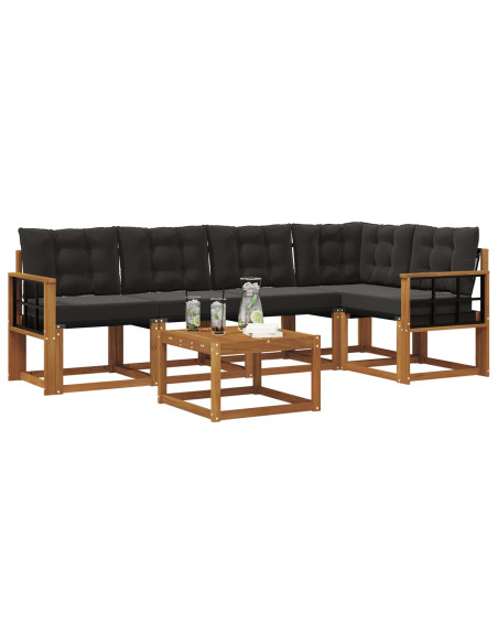 Set di divani con cuscino 6 pcs Naturale e Nero