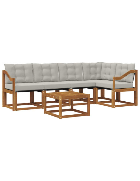 Set di divani con cuscino 6 pcs Grigio Naturale e Chiaro