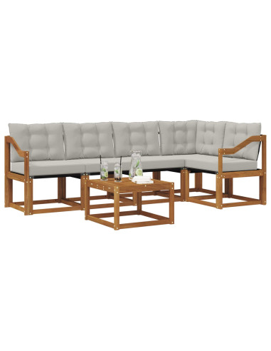 Set di divani con cuscino 6 pcs Grigio Naturale e Chiaro