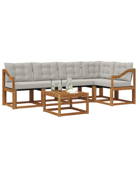 Set di divani con cuscino 6 pcs Grigio Naturale e Chiaro