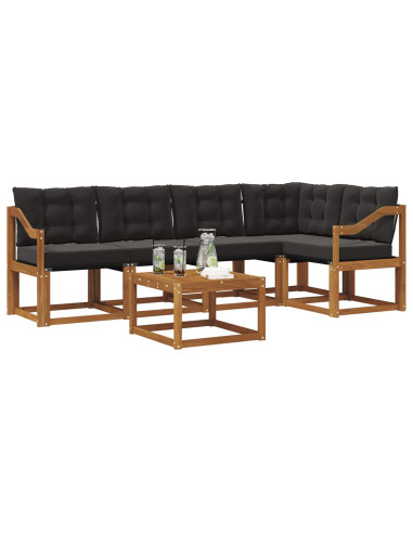 Set di divani con cuscino 6 pcs Naturale e Nero