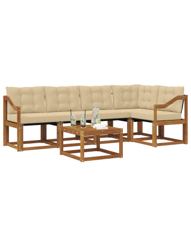 Set di divani con cuscino 6 pcs Naturale e Beige