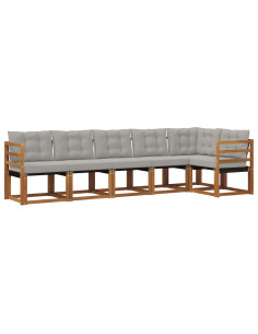 Set di divani con cuscino 6 pcs Grigio Naturale e Chiaro 2