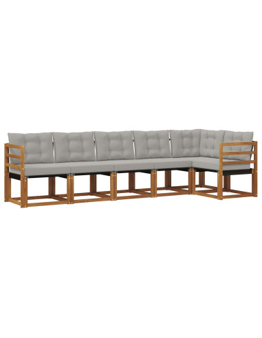 Set di divani con cuscino 6 pcs Grigio Naturale e Chiaro